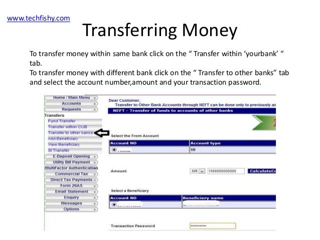 how to transfer money in internet banking