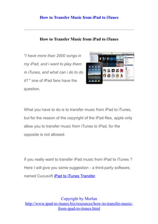How to transfer music from i pad to itunes