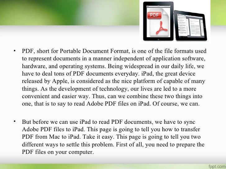 How to transfer pdf from mac to i pad