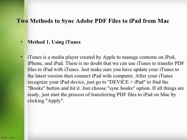 How to transfer pdf from mac to i pad