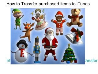 How to Transfer purchased items to iTunes
http://www.ipad-to-itunes.biz/resources/transfer-
 