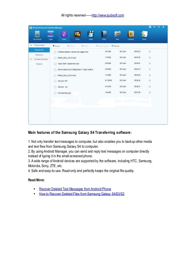 How to Transfer Samsung Galaxy S4/S3/S2 Text Messages to Computer