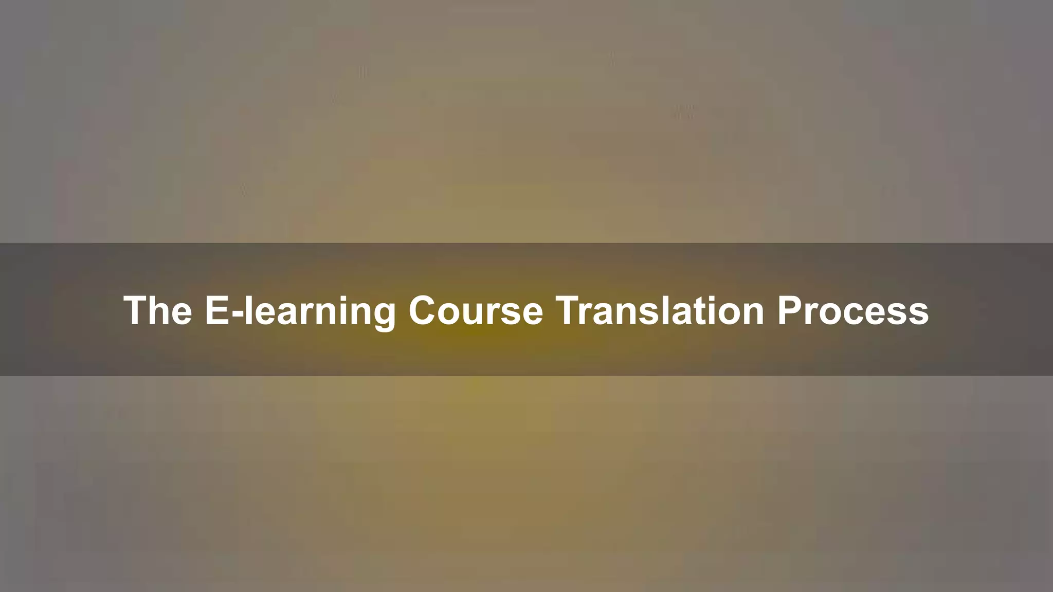 The E-learning Course Translation Process
 