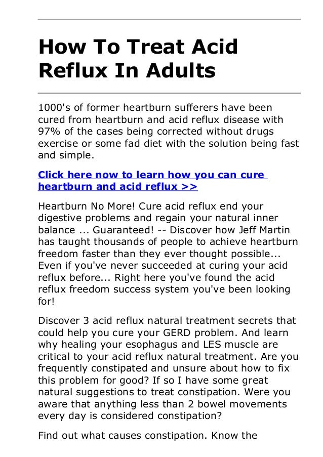 How to treat acid reflux in adults