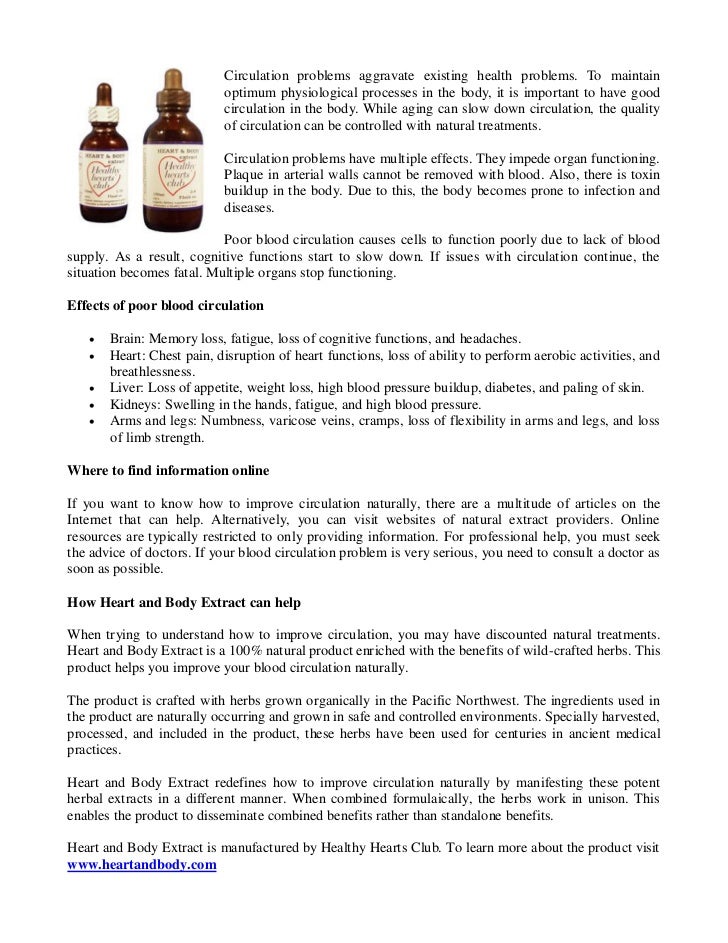 Treat Circulation Problems Naturally Treat Circulation Problems Naturally