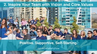 2. Inspire Your Team with Vision and Core Values
Positive. Supportive. Self-Starting.
sal.es/whatwhyhow
 