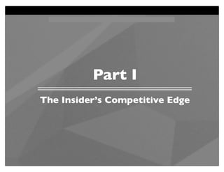 Part I
The Insider’s Competitive Edge
 
