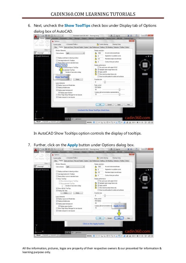 How to turn off tooltips in AutoCAD