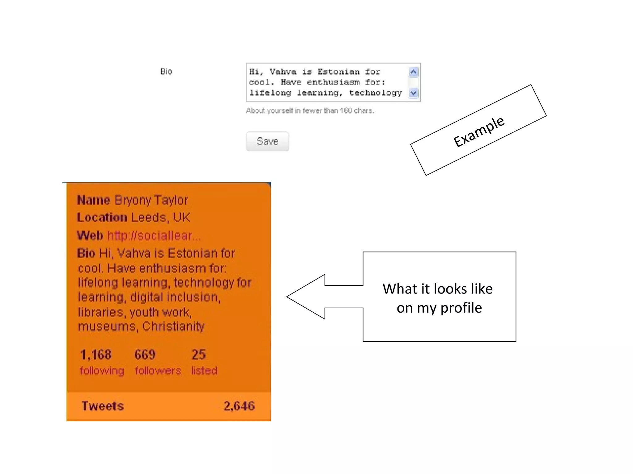 Example What it looks like  on my profile 