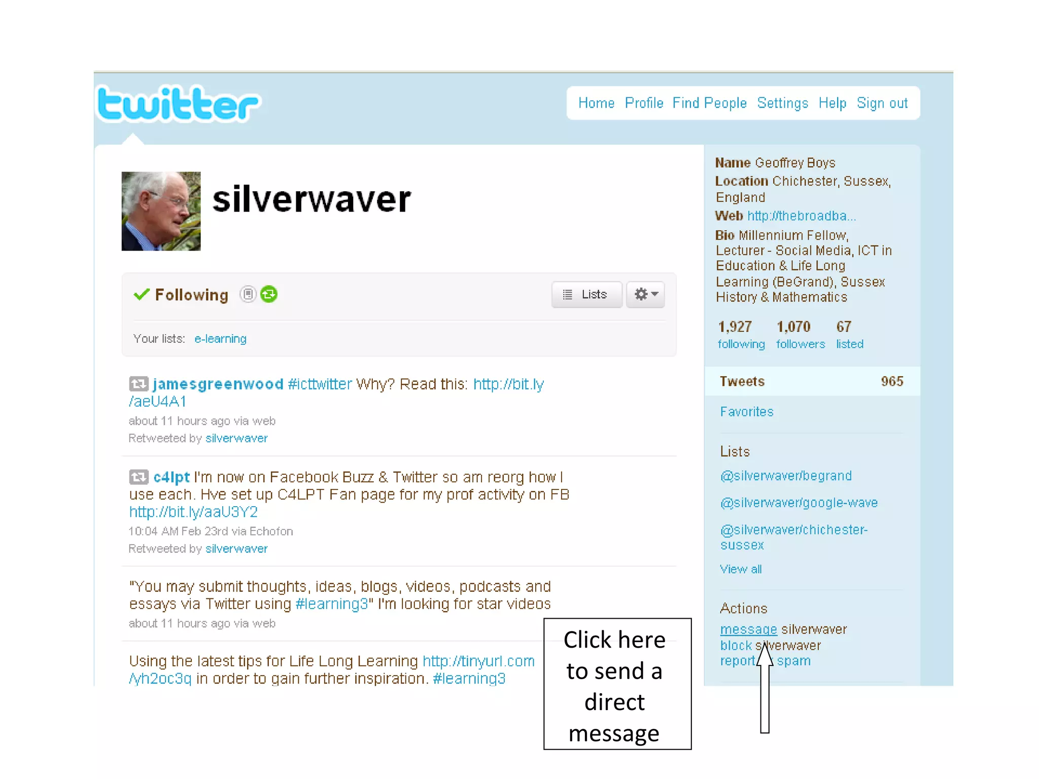 Click here  to send a  direct  message   