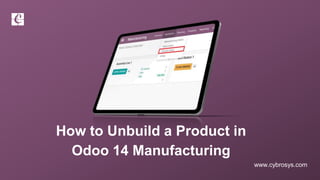 www.cybrosys.com
How to Unbuild a Product in
Odoo 14 Manufacturing
 