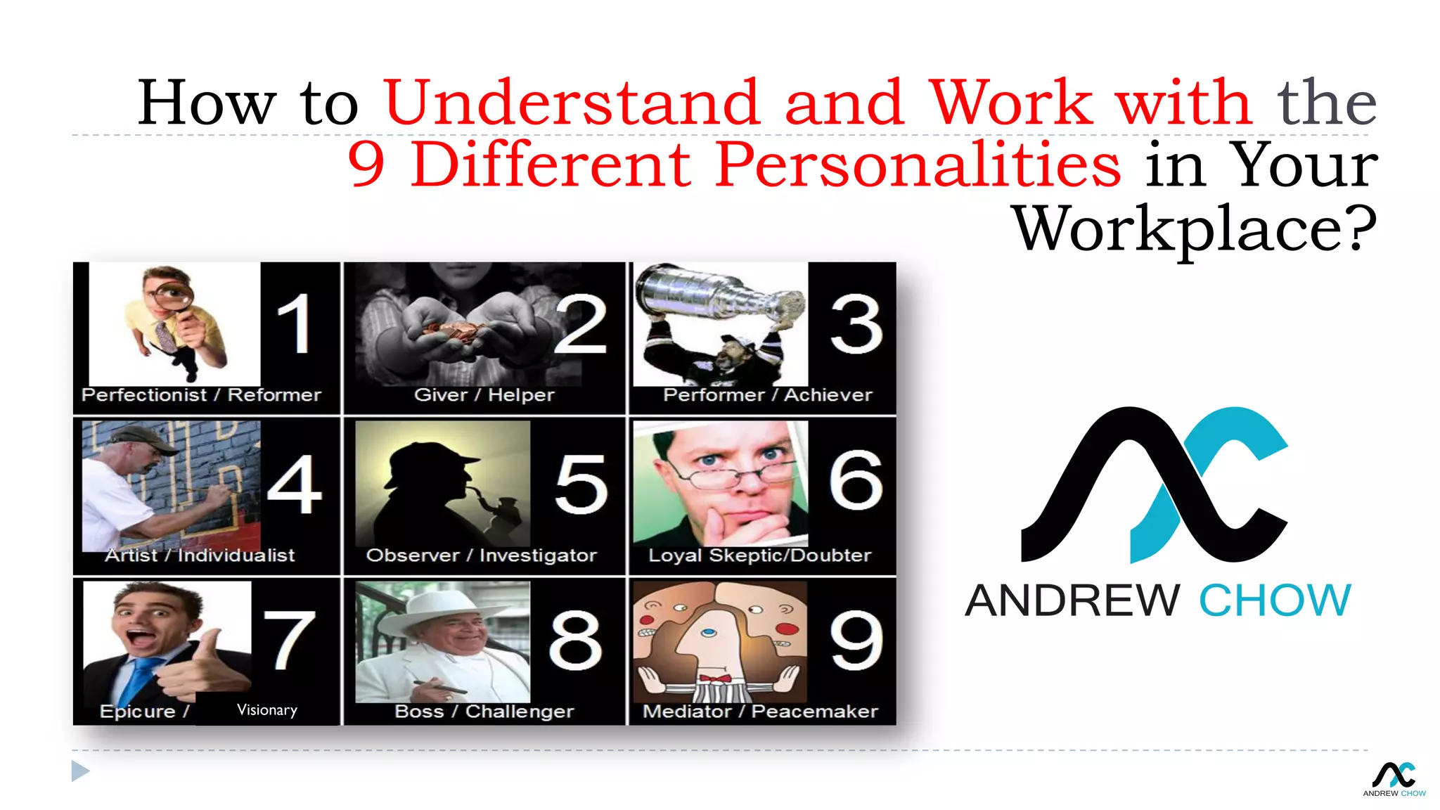 Visionary
How to Understand and Work with the
9 Different Personalities in Your
Workplace?
 