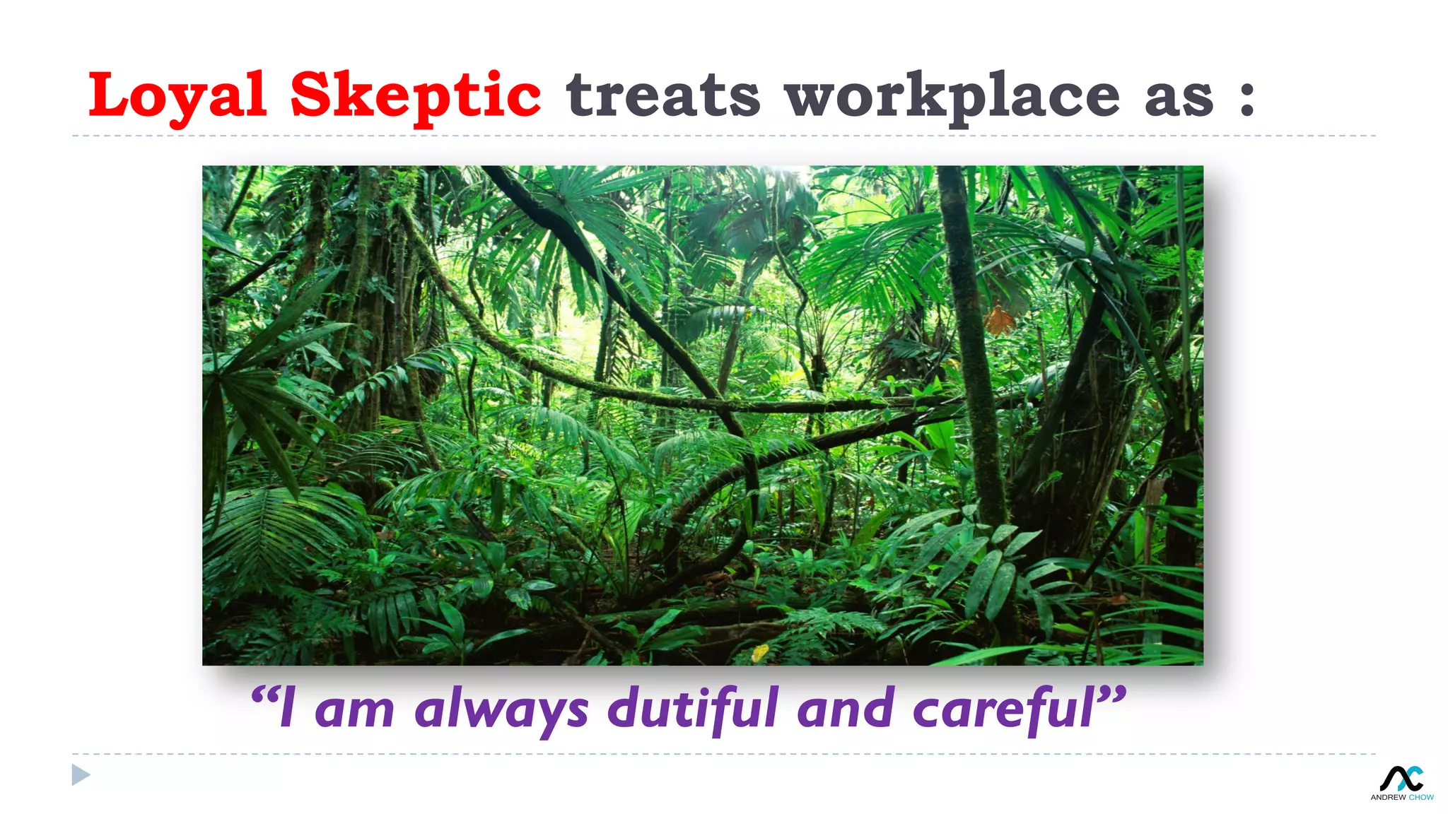 Loyal Skeptic treats workplace as :
“I am always dutiful and careful”
 