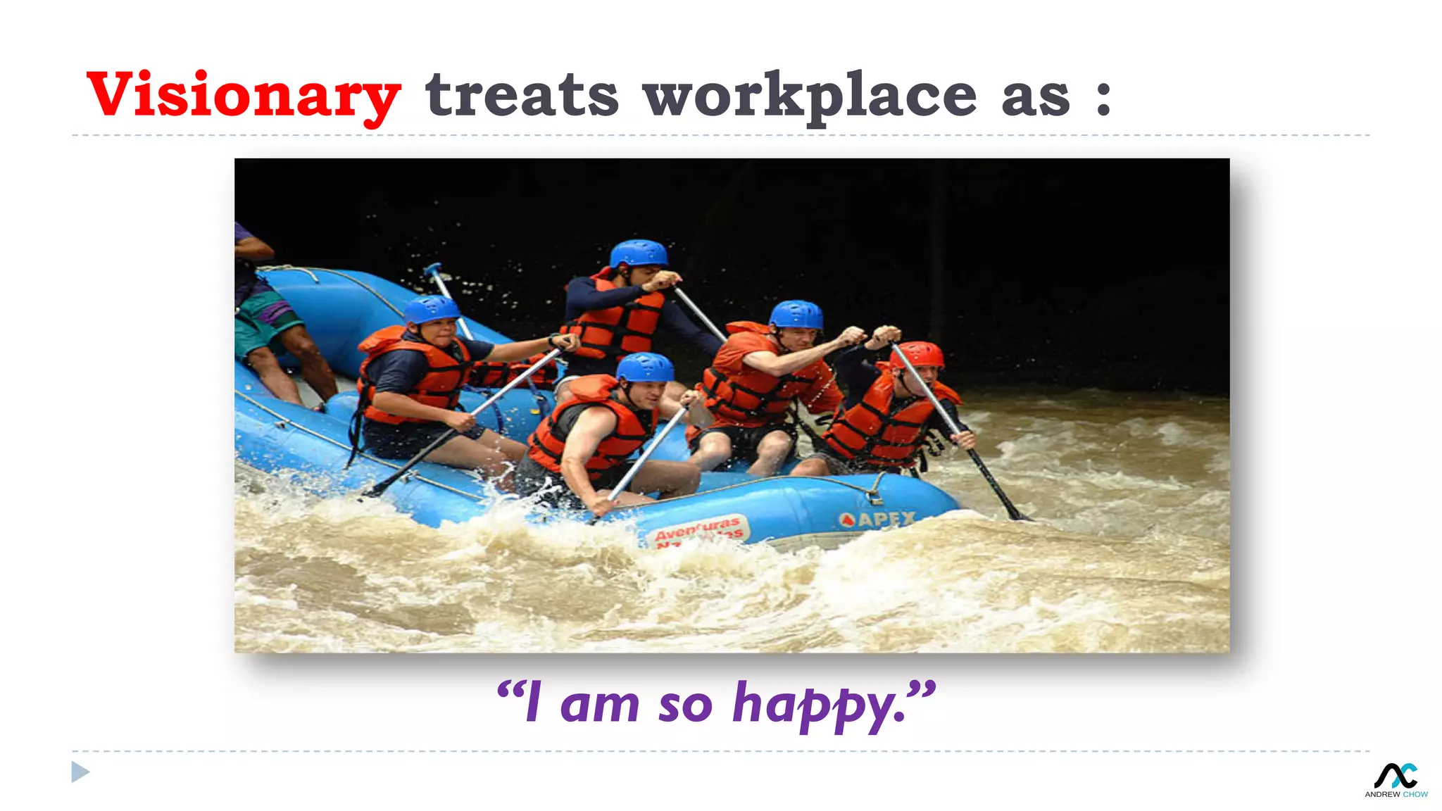 Visionary treats workplace as :
“I am so happy.”
 