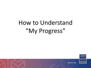How to Understand
“My Progress”
 