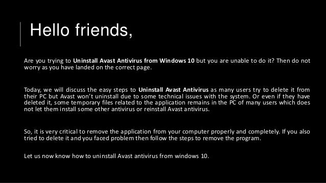 how to disable avast antivirus in windows 10