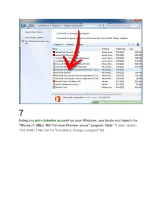 cannot uninstall office 2013 windows 7