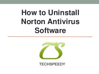 How to Uninstall
Norton Antivirus
Software
 