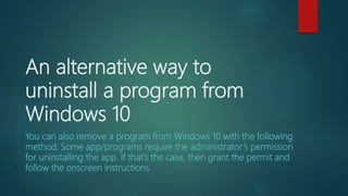 How to uninstall programs on windows? | PPTX | Operating Systems ...