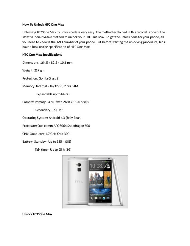 Sim Unlock Htc One Max