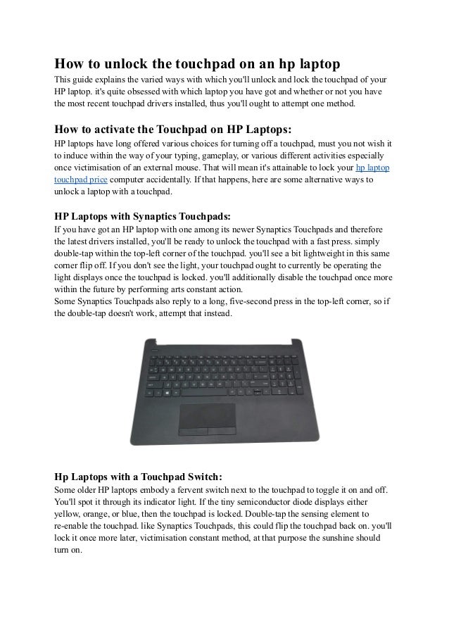 How To Unlock The Touchpad On An Hp Laptop