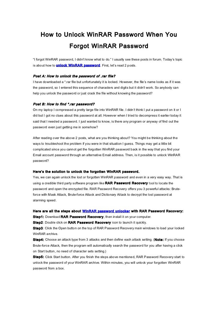 How To Unlock Winrar Password When You Forgot Winrar Password