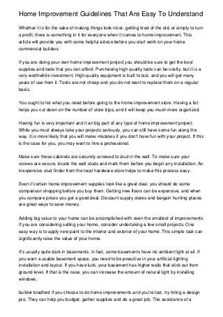 Home Improvement Guidelines That Are Easy To Understand