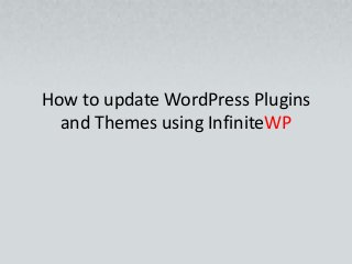 How to update WordPress Plugins
and Themes using InfiniteWP

 