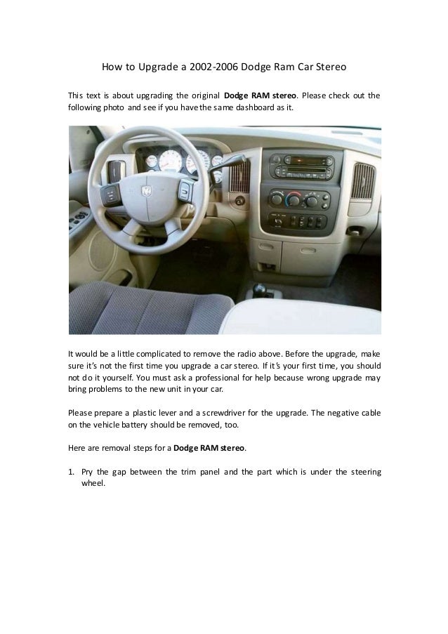 How to upgrade a 2002 2006 dodge ram car stereo 95 dodge ram stereo wiring diagram 