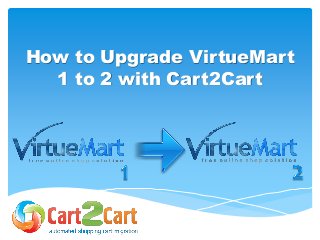 How to Upgrade VirtueMart
1 to 2 with Cart2Cart

 