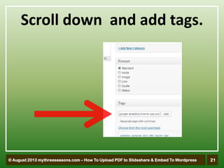 How to upload pdf to slideshare and embed to wordpress | PDF