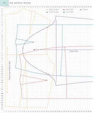 114
1

T h e
2

3

4

5

p a t t e r n
6

7

8

A
B
C
D

b l o c k s

9 10 11 12 13 14 15 16 17 18 19 20 21 22 23 24 25 26 27 28 29 30 31 32 33 34 35 36 37 38 39 40

-

Back bodice
Front bodice

-

Back skirt
Front skirt

-

Sleeve

E
F
G
H
I
J
K
L
M
N
O
P
Q
R
S

Grain line

T
U
V
W

Grain line • 20cm (8in)

X
Y
Z
AA
BB
CC
DD
EE
FF
GG
HH
II
JJ
KK
LL
MM
NN
OO
PP
QQ
RR
SS
TT
1

2

3

4

5

6

7

8

9 10 11 12 13 14 15 16 17 18 19 20 21 22 23 24 25 26 27 28 29 30 31 32 33 34 35 36 37 38 39 40

 