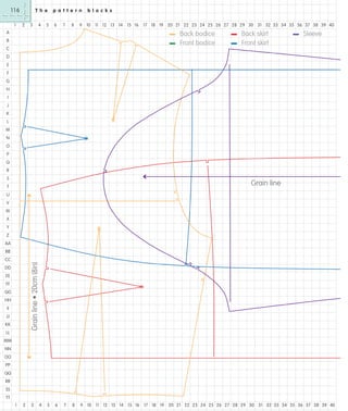 116
1

T h e
2

3

4

5

p a t t e r n
6

7

8

A
B
C

b l o c k s

-

-

-

9 10 11 12 13 14 15 16 17 18 19 20 21 22 23 24 25 26 27 28 29 30 31 32 33 34 35 36 37 38 39 40

Back bodice
Front bodice

Back skirt
Front skirt

Sleeve

D
E
F
G
H
I
J
K
L
M
N
O
P
Q
R
S

Grain line

T
U
V
W
X
Y
Z
AA
BB

Grain line • 20cm (8in)

CC
DD
EE
FF
GG
HH
II
JJ
KK
LL
MM
NN
OO
PP
QQ
RR
SS
TT
1

2

3

4

5

6

7

8

9 10 11 12 13 14 15 16 17 18 19 20 21 22 23 24 25 26 27 28 29 30 31 32 33 34 35 36 37 38 39 40

 