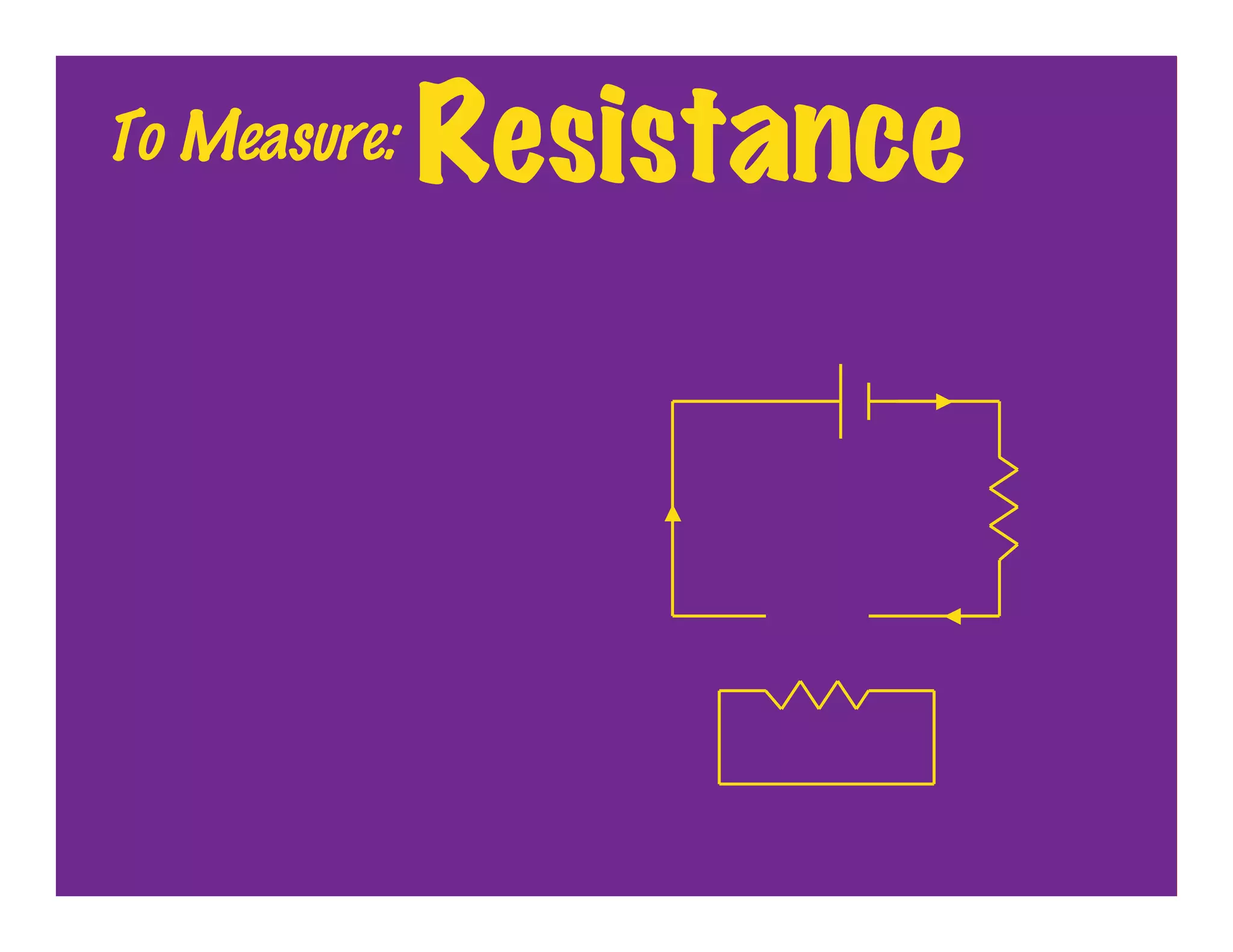 To Measure:   Resistance
 