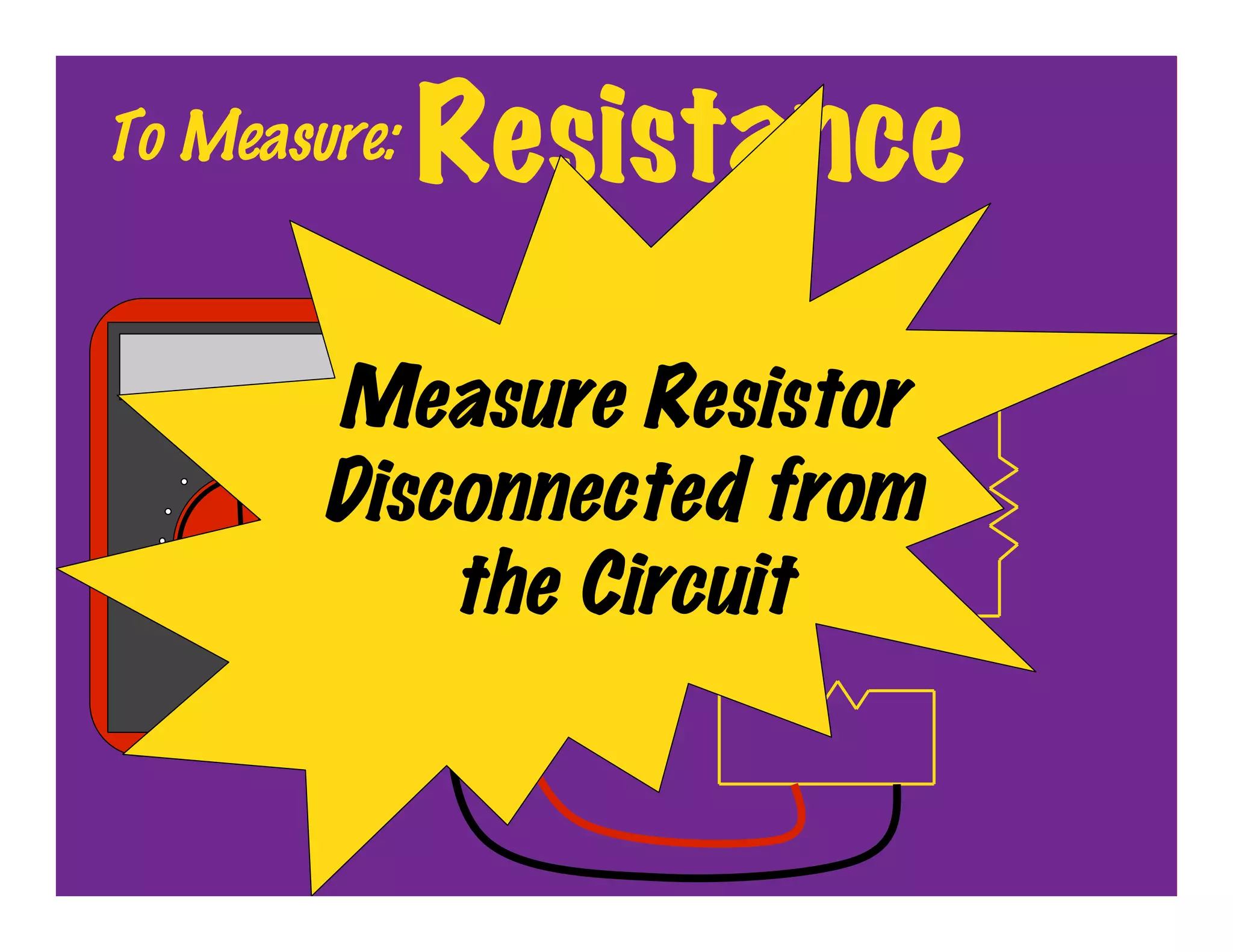 To Measure:   Resistance

     OFF
           Measure Resistor
           Disconnected from
               the Circuit
 
