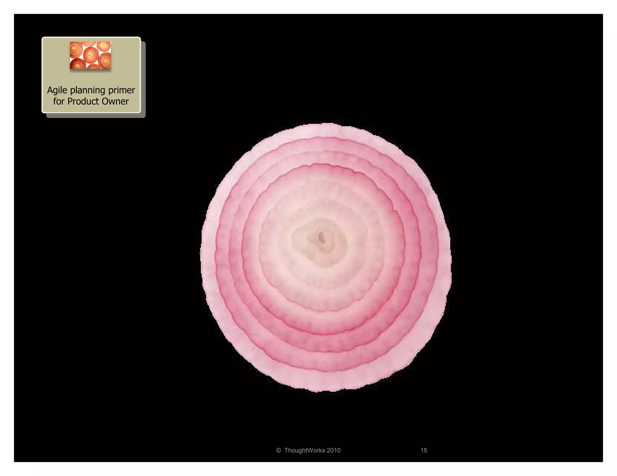 Agile planning primer
 for Product Owner




                        © ThoughtWorks 2010   15
 