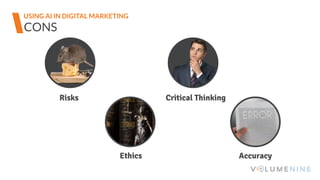 CONS
USING AI IN DIGITAL MARKETING
 