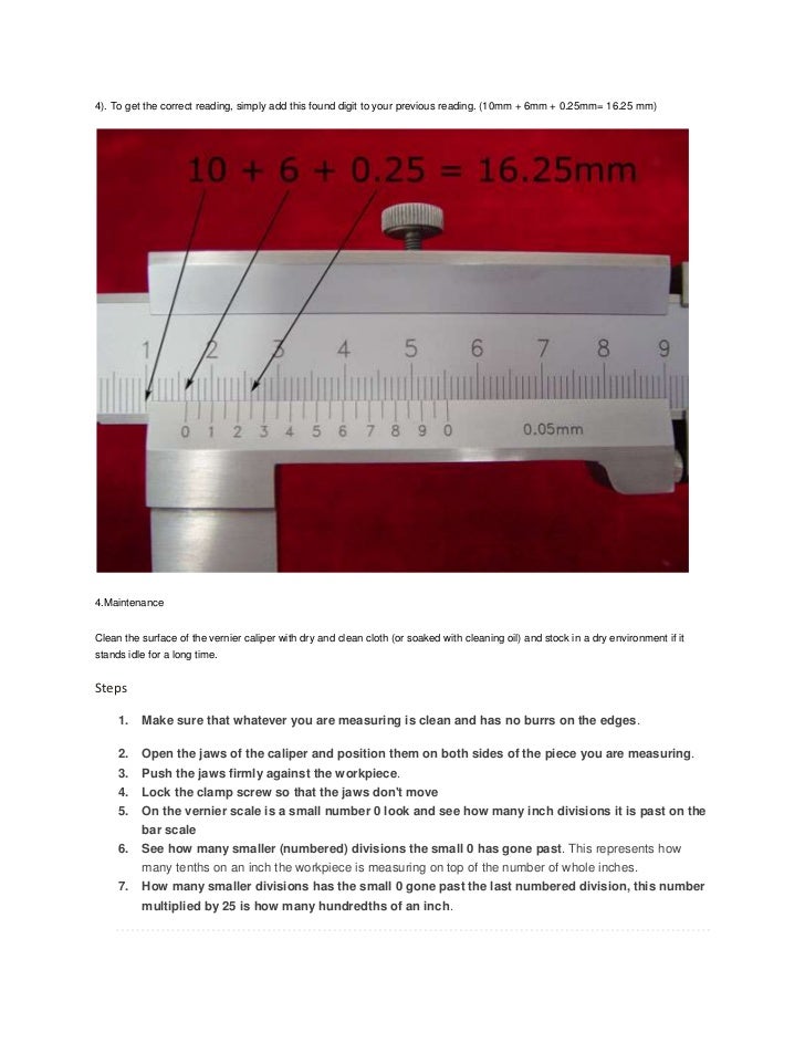 How to use and read a vernier caliper