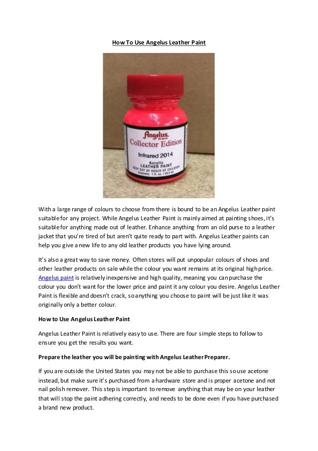 how to use angelus paint
