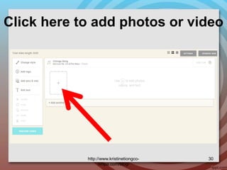 Click here to add photos or video
http://www.kristinetiongco-
rimpa.com/blog/
30
 