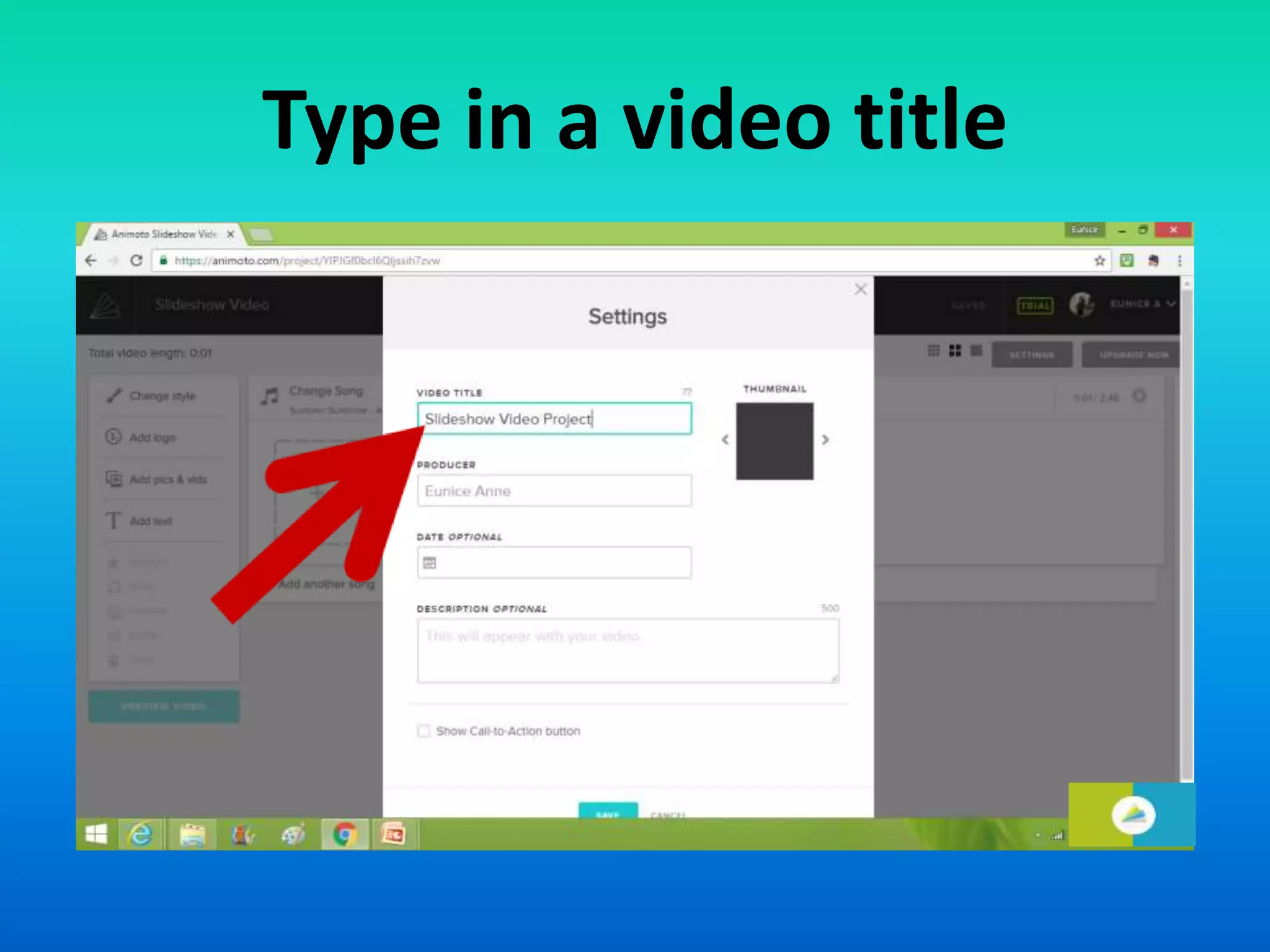 Type in a video title
 