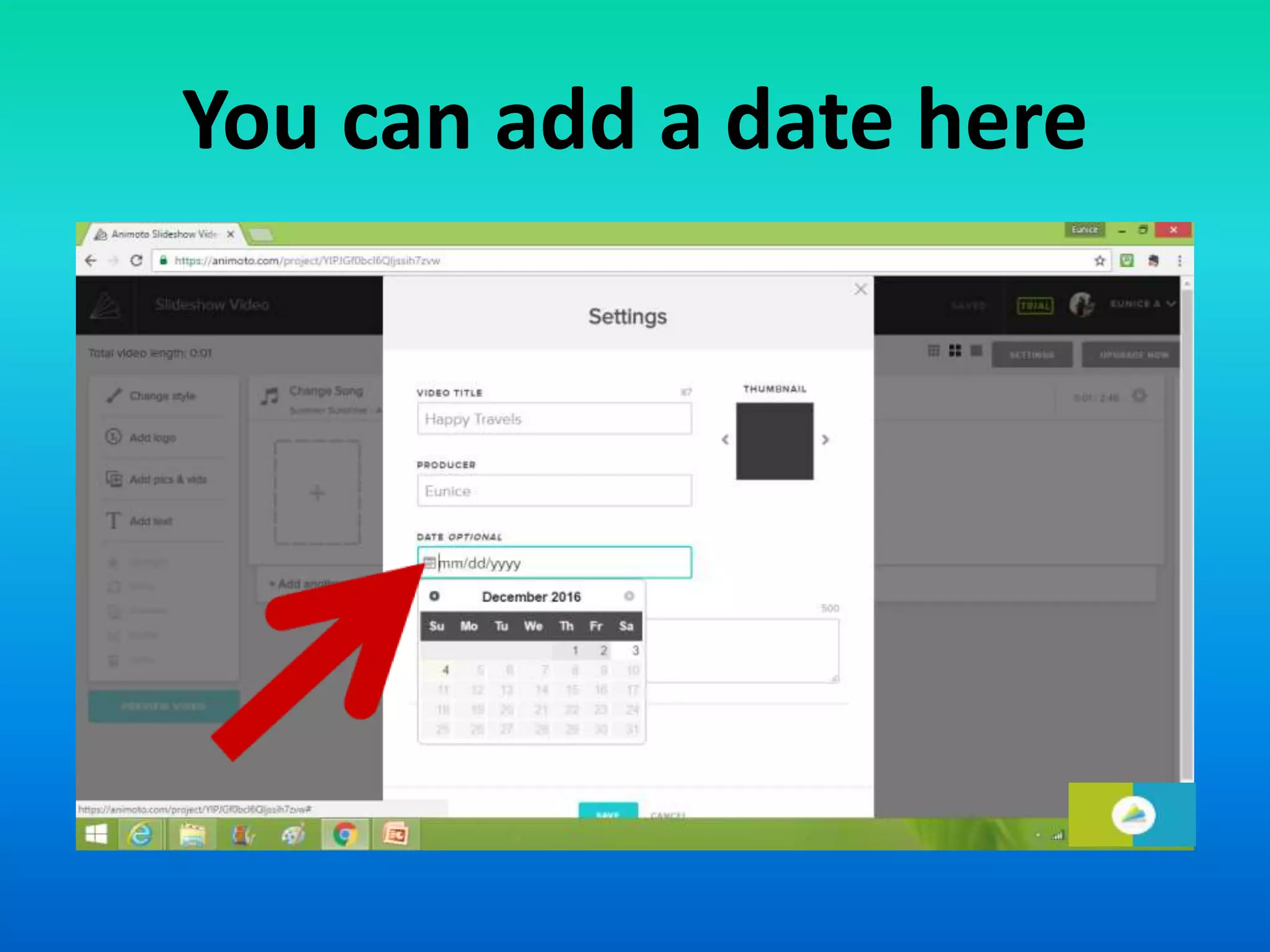 You can add a date here
 