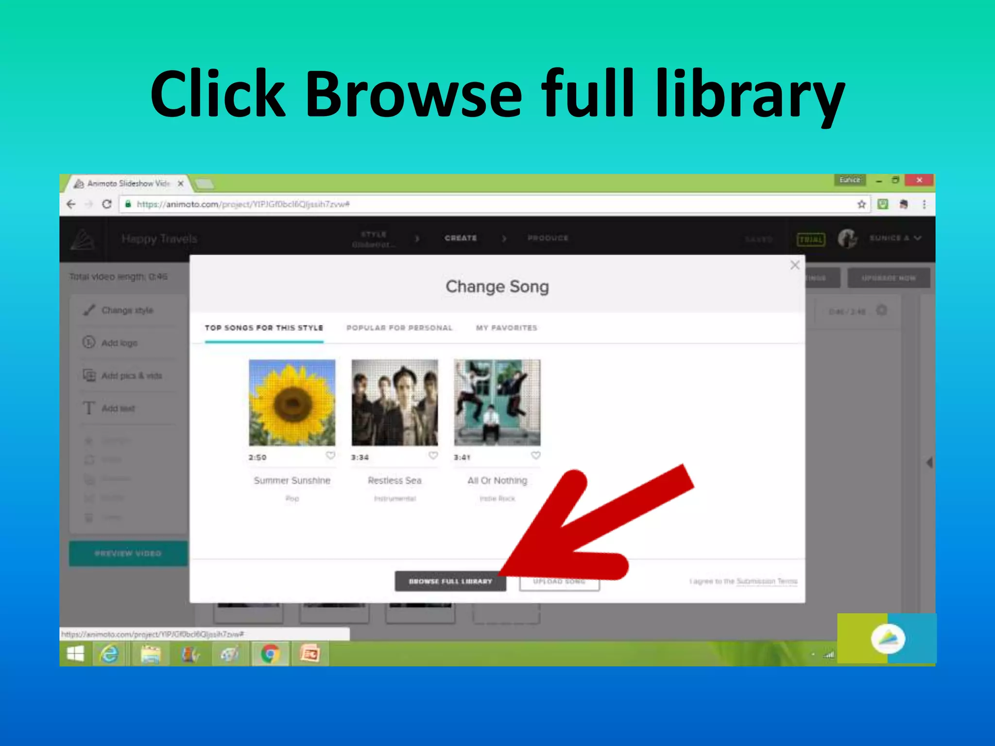 Click Browse full library
 