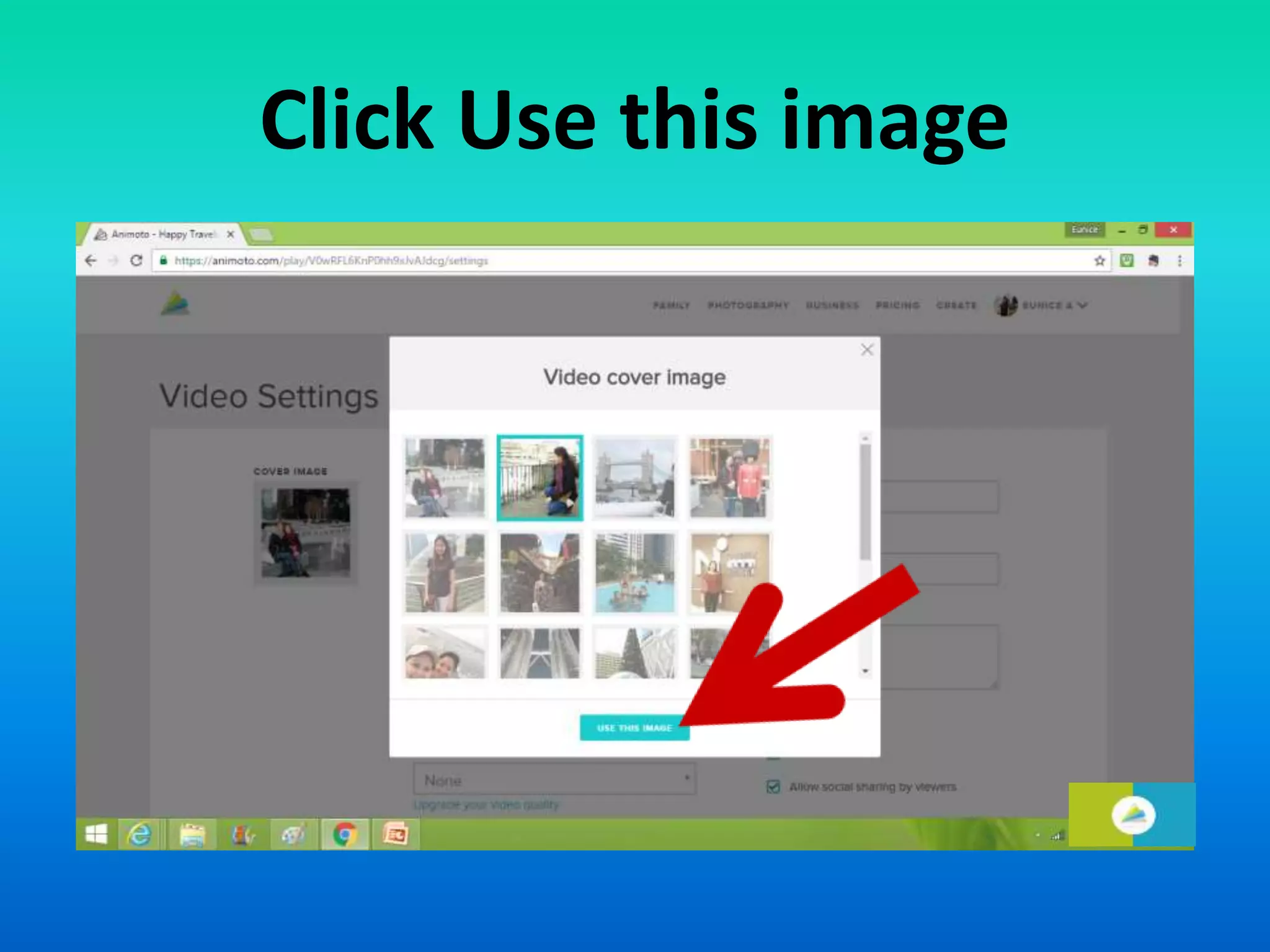 Click Use this image
 