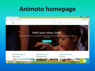 Animoto homepage
 