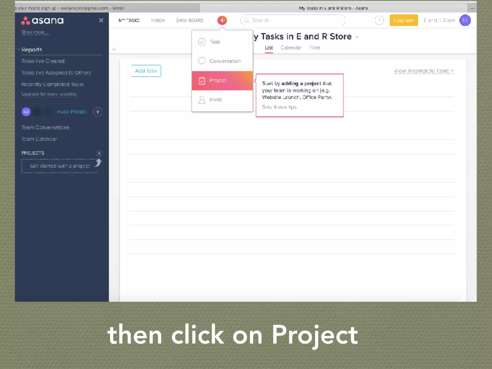 then click on Project
 