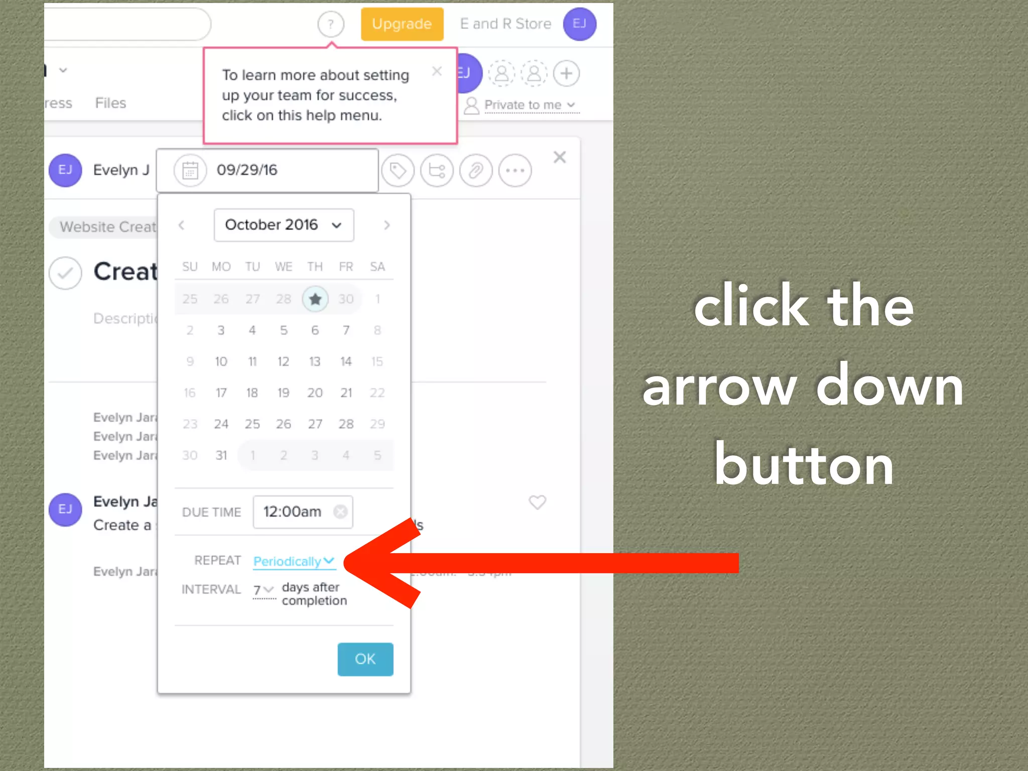 click the
arrow down
button
 