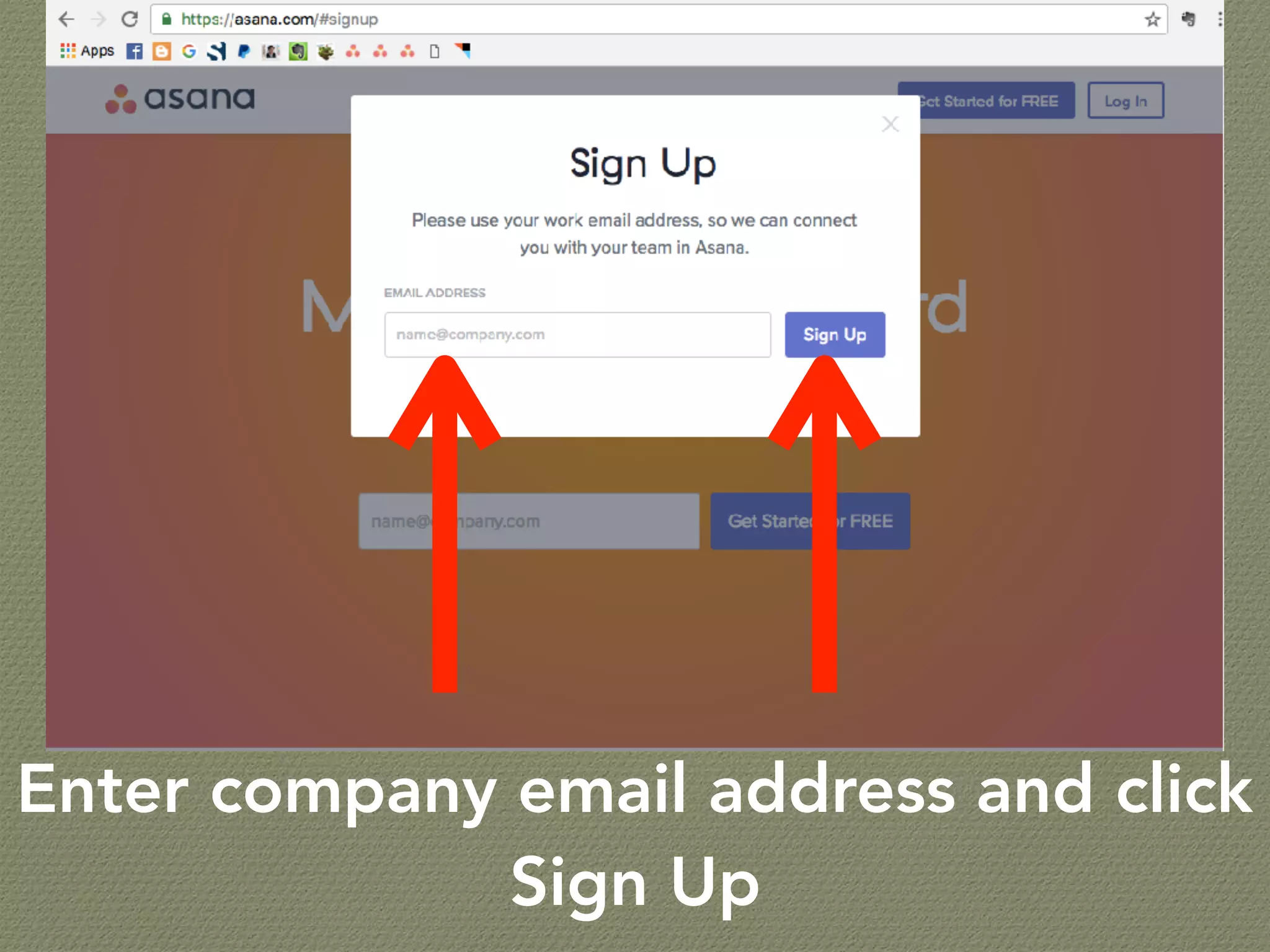 Enter company email address and click
Sign Up
 