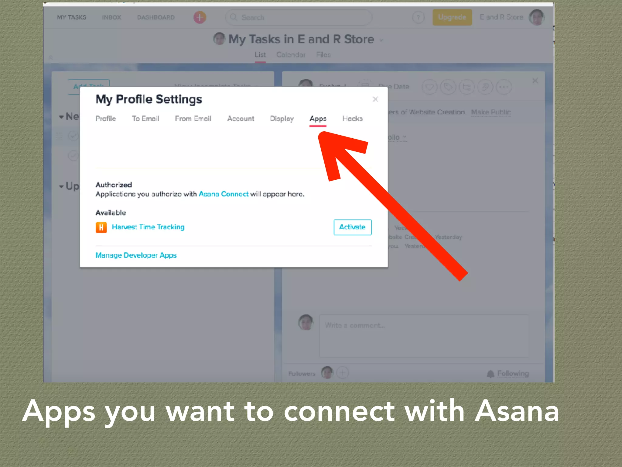 Apps you want to connect with Asana
 