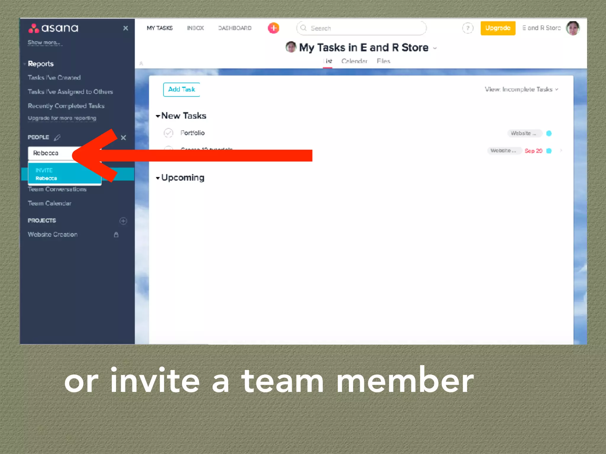 or invite a team member
 